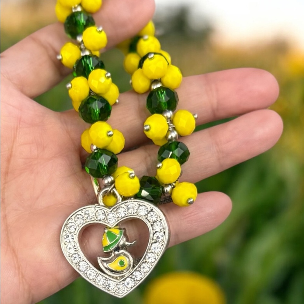 New Women’s Bracelet, U of O Heart Crystal Charm, Unisex, university of Oregon
